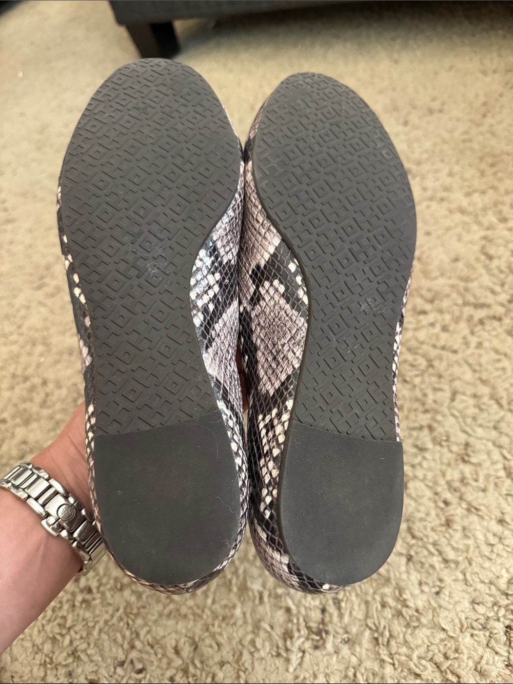 Tory Burch-Inspired Snakeskin Ballet Flats in Neutral Taupe/Gray, 9 - Picture 5 of 7